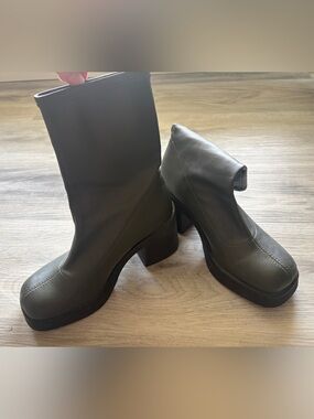 Call It Spring Olive Green Platform Ankle Boots